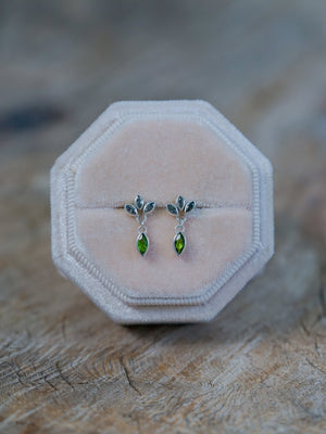 Chrome Diopside and Salt & Pepper Diamond Earrings - Gardens of the Sun | Ethical Jewelry