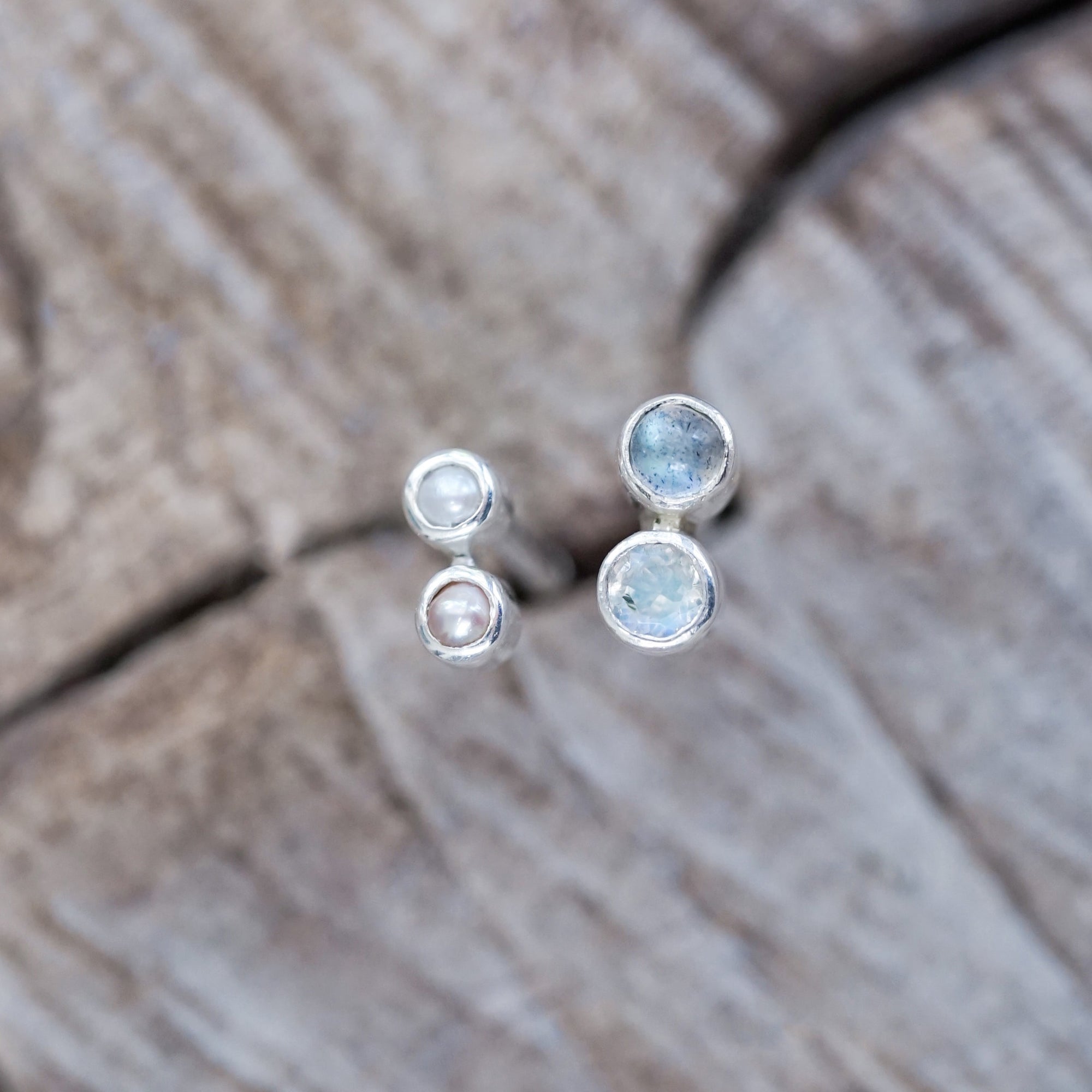 Labradorite, Pearl and Moonstone Earrings - Gardens of the Sun | Ethical Jewelry