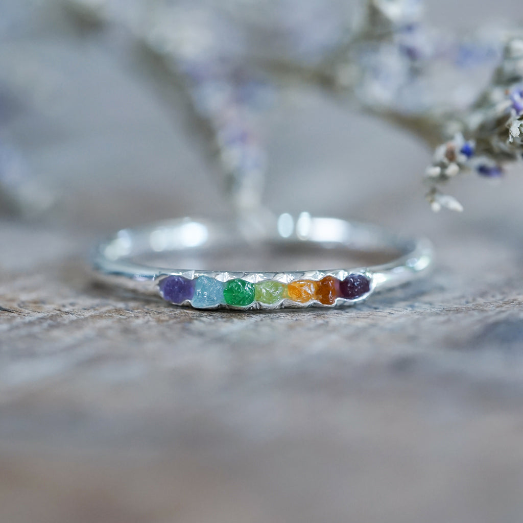 Rainbow Ring with Hidden Gems - Gardens of the Sun | Ethical Jewelry