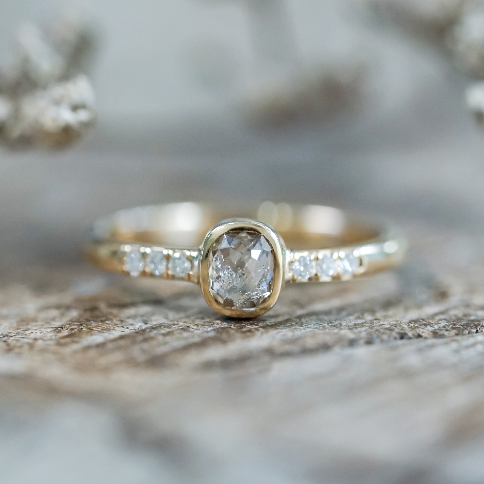 Rose Cut Champagne Diamond Ring in Ethical Gold - Gardens of the Sun | Ethical Jewelry