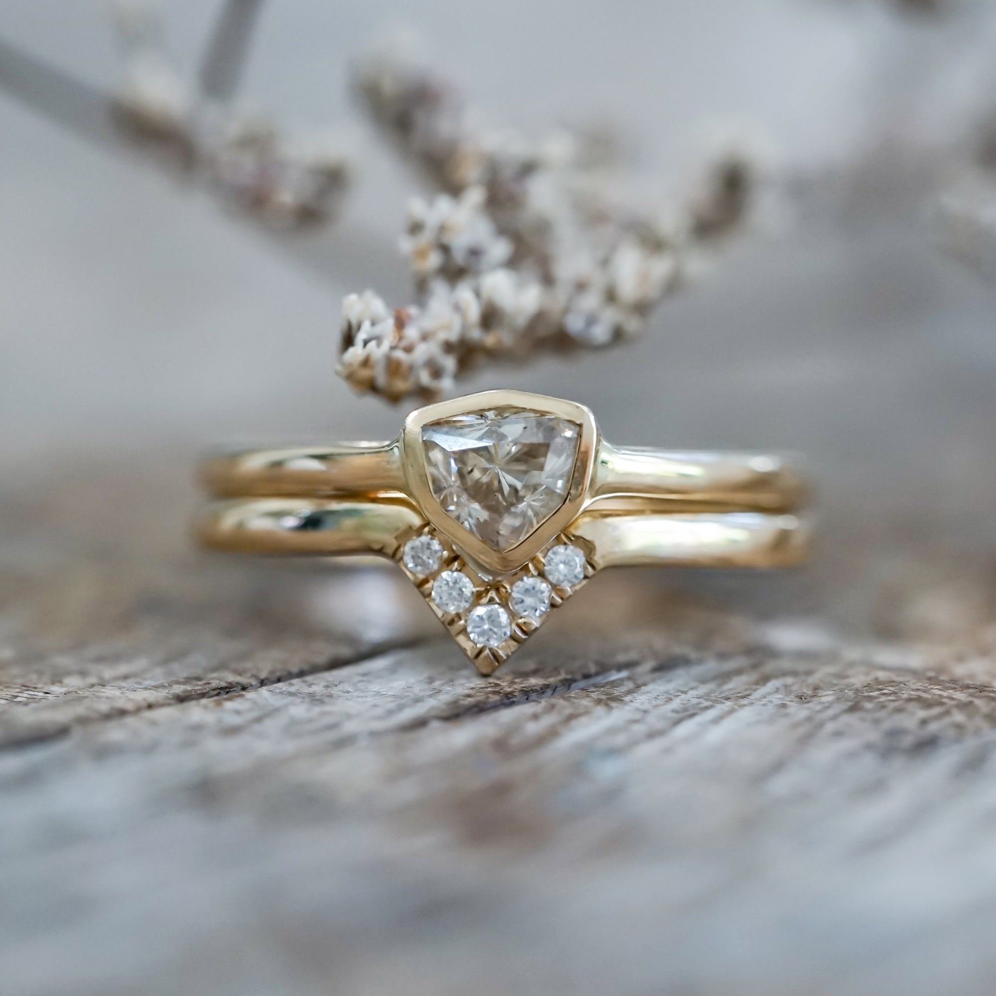 Shield Diamond Ring Set - Gardens of the Sun | Ethical Jewelry