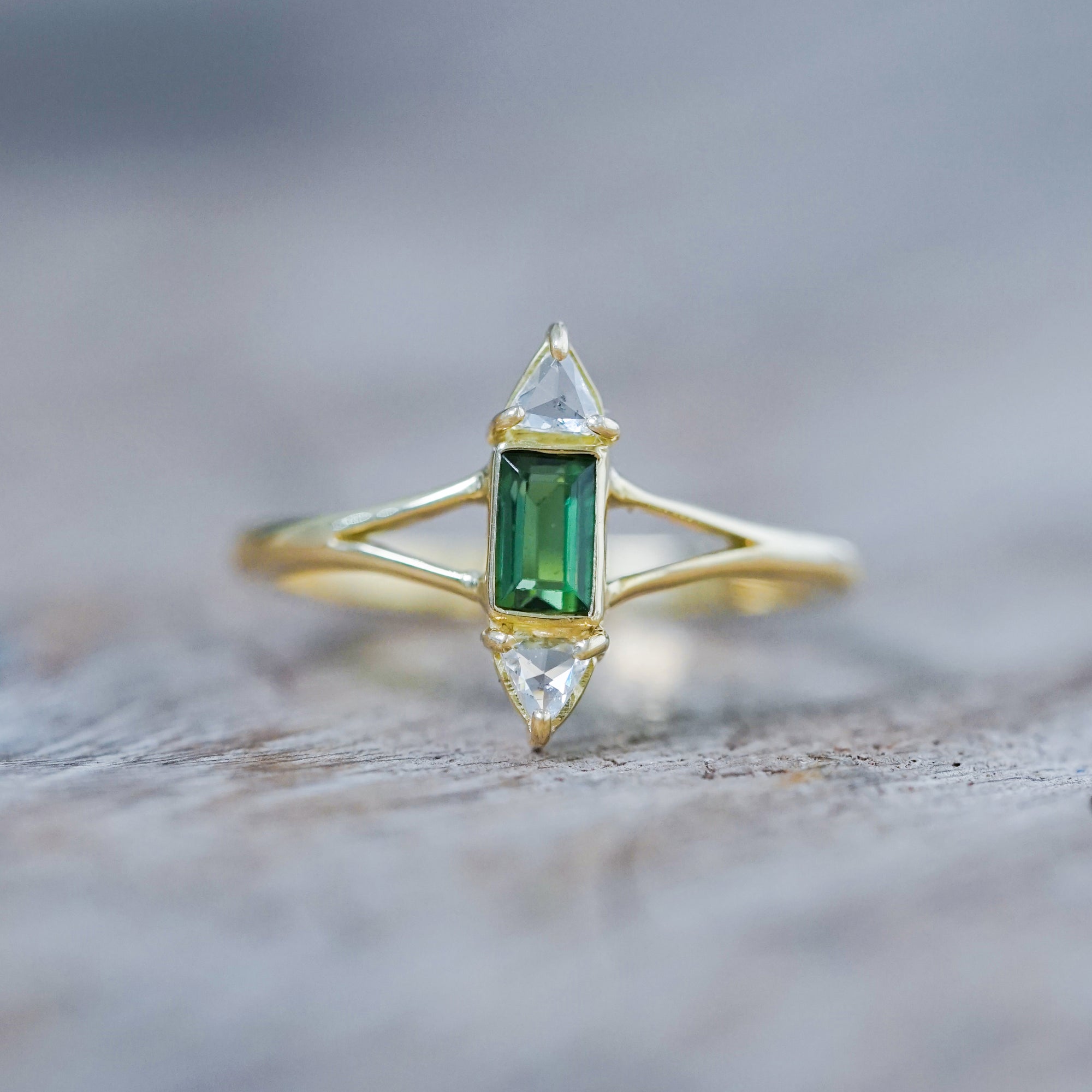 Tourmaline and Diamond Ring in Ethical Gold
