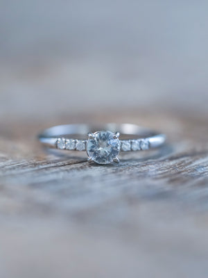 White Sapphire Ring in White Gold - Gardens of the Sun | Ethical Jewelry
